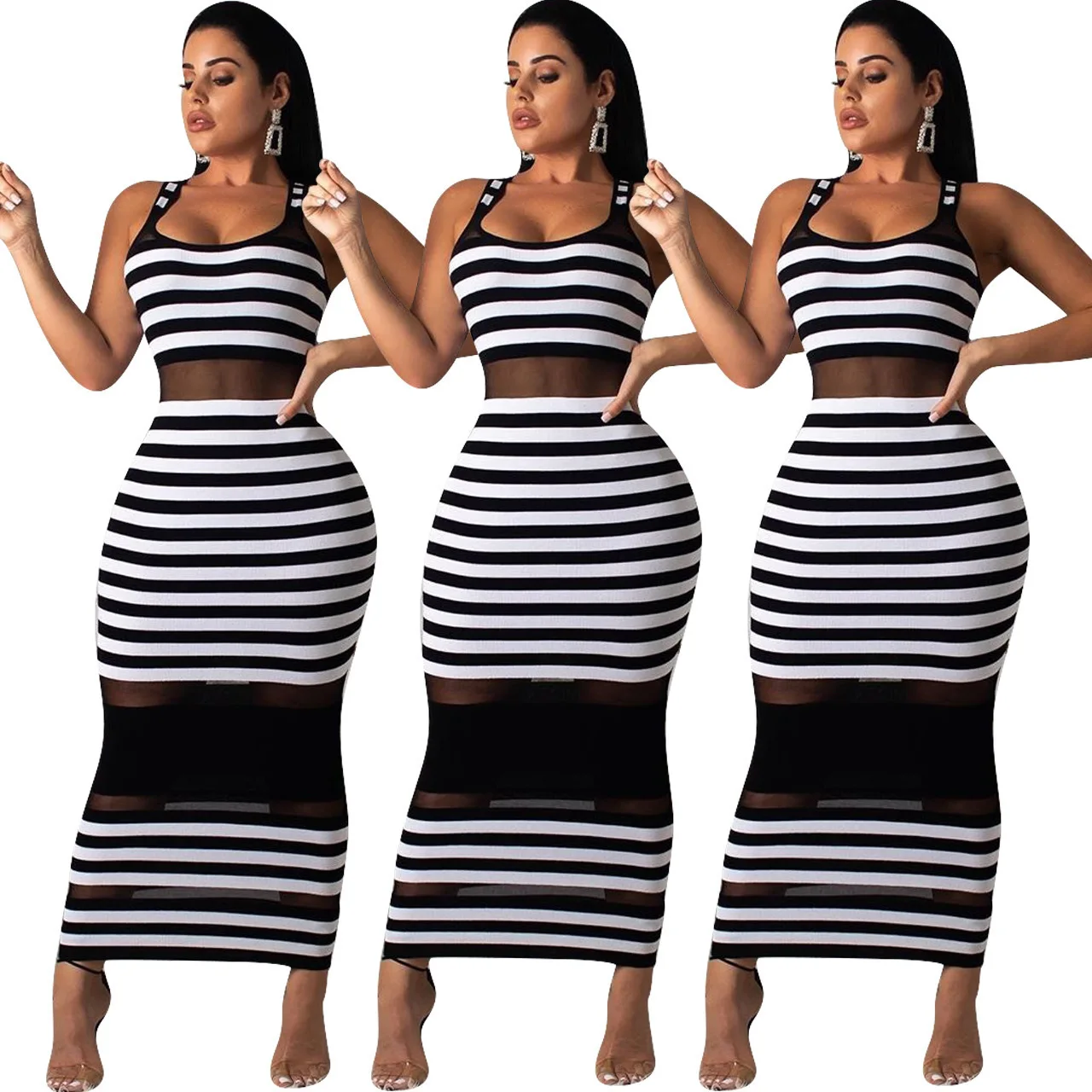 Летнее женское платье облегающее роскошное Сетчатое Каскадное с оборками макси