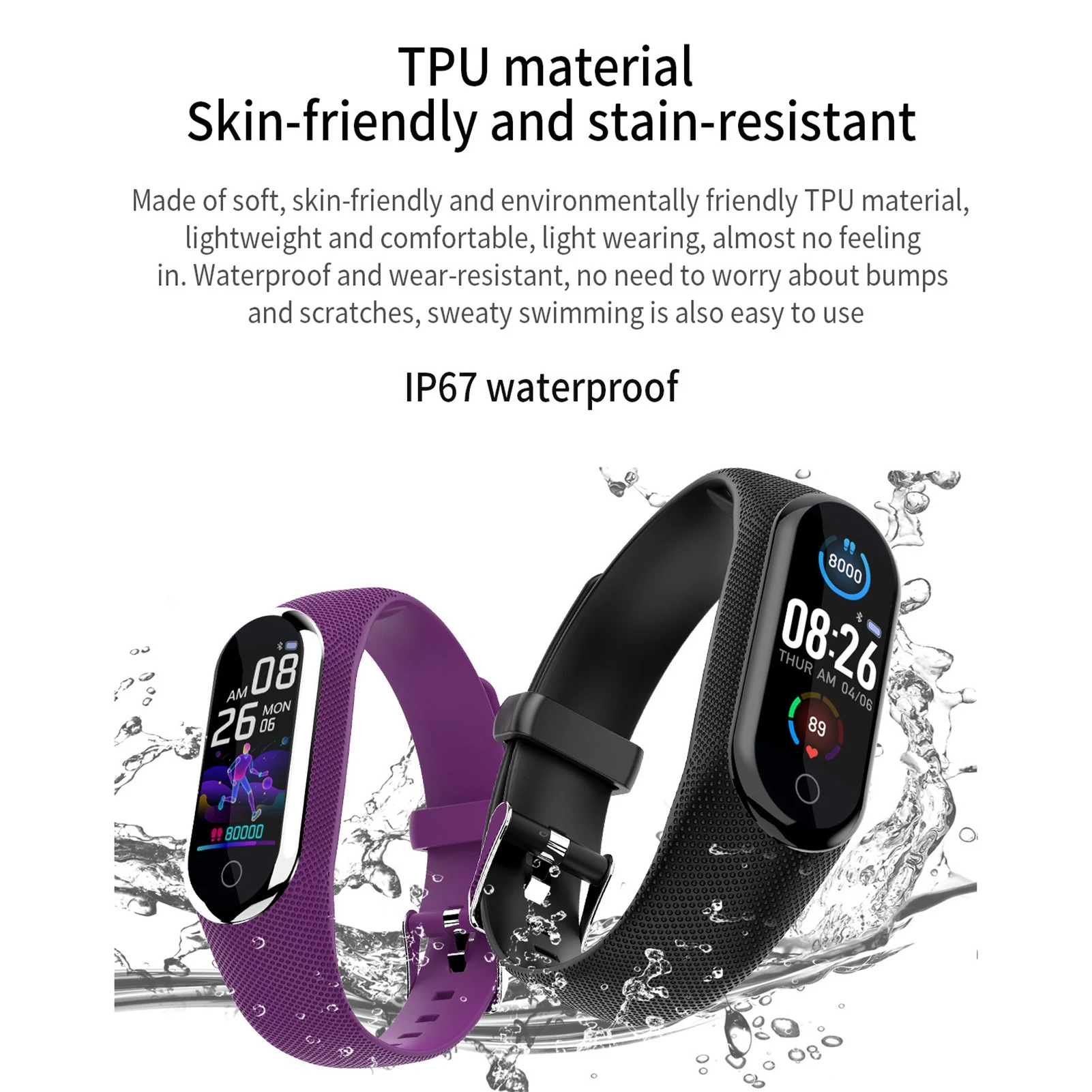 M8 Waterproof Rechargeable Bluetooth 4.2 Fitness Tracker Heart Rate Sleep Monitor Wristbands IP67 Smart Bracelet | Электроника