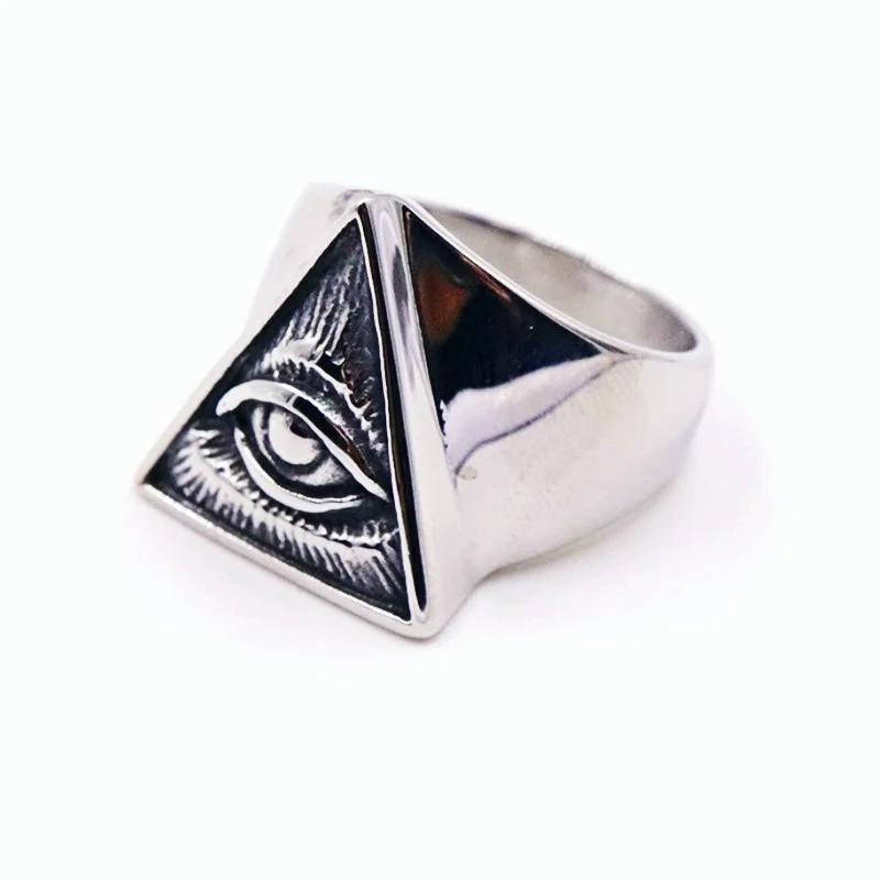 

European And American Fashion Men's Personality Ring Triangle Demon Eye Ring Men's Ring New Wild Personality Eye Ring
