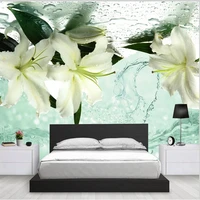 custom wallpaper modern beautiful refreshing and simple water drop lily walll sticker papel de parede tapety wall painting fres