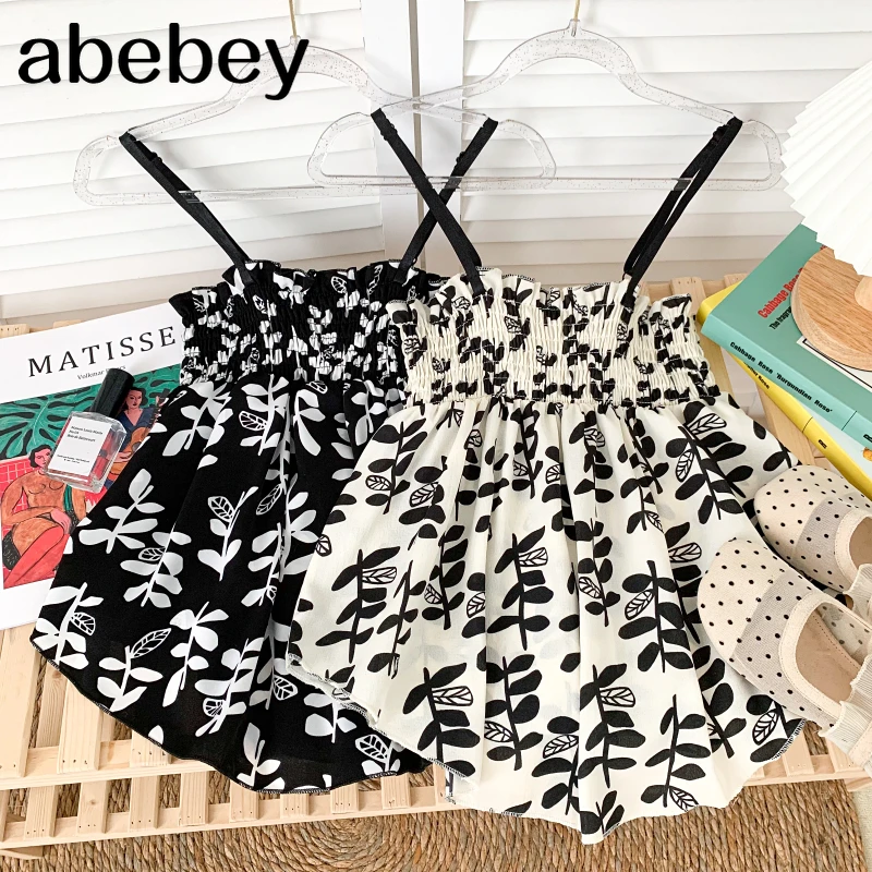 

Temperament sleeveless off shoulder Cami Vest high waist casual printing irregular Cami Vest Top 2021 New Summer Women