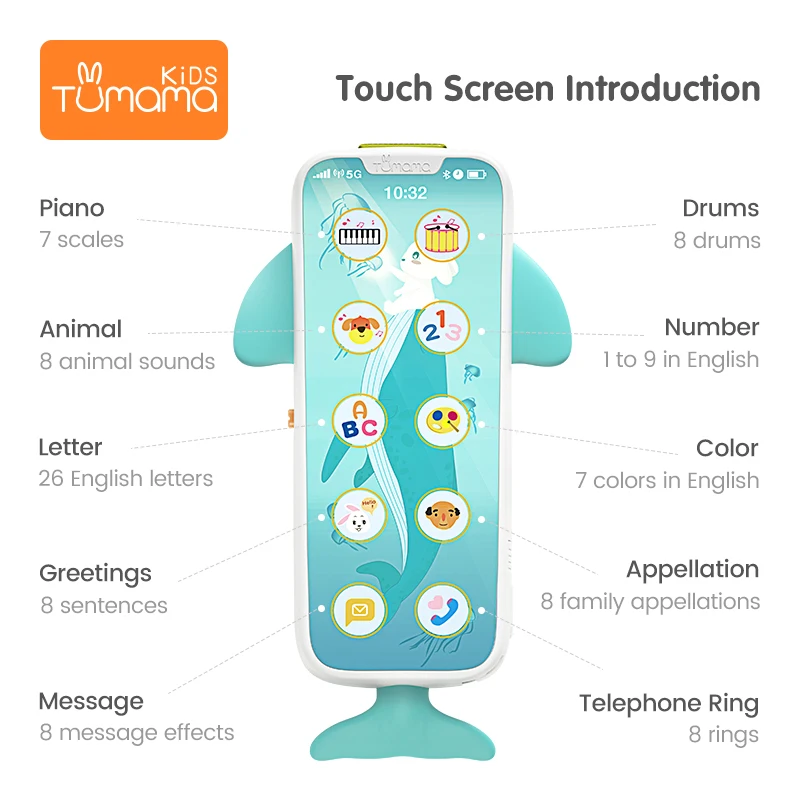 

Tumama Baby Mobile Phone Early Educational Learning Telephone Kids Musical Toys For Baby Music Phone