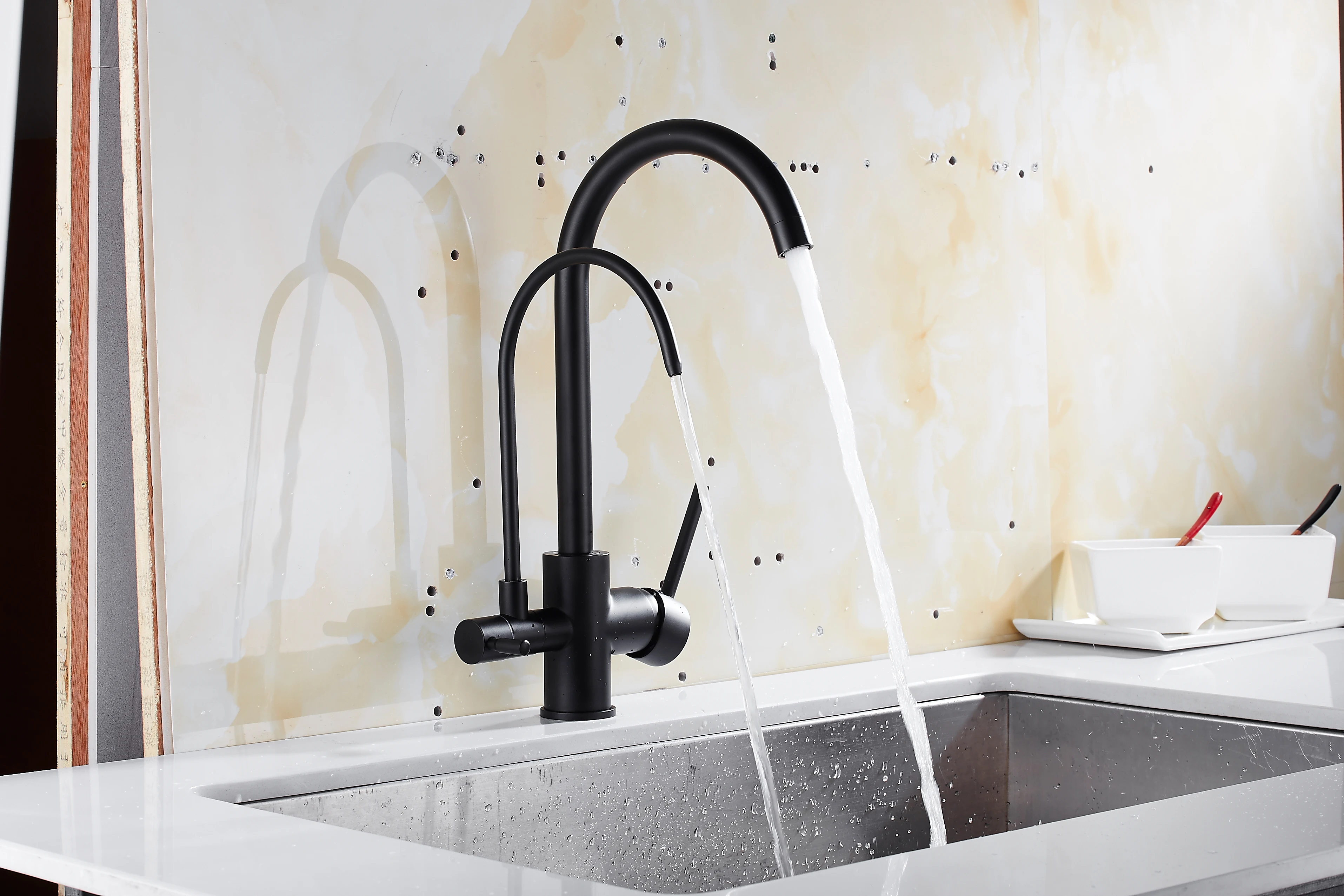 FOHEEL кухонный кран с одной ручкой одним отверстием поворотная ручка 360 градусов