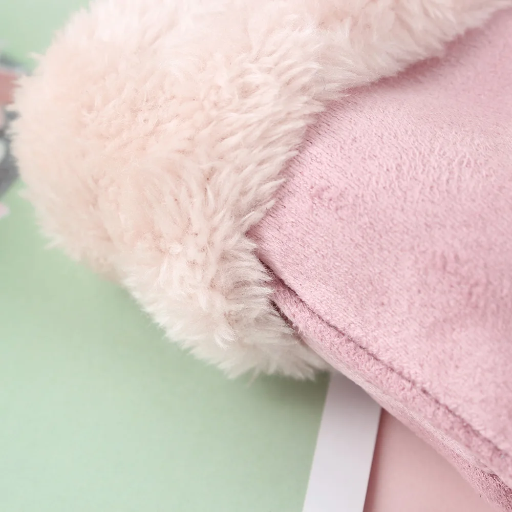 

Cute Cartoon Gloves Winter Warm Velvet Mittens Thick Suede With Fingers Full Rope Gloves Korean 4 Colors New Arrival