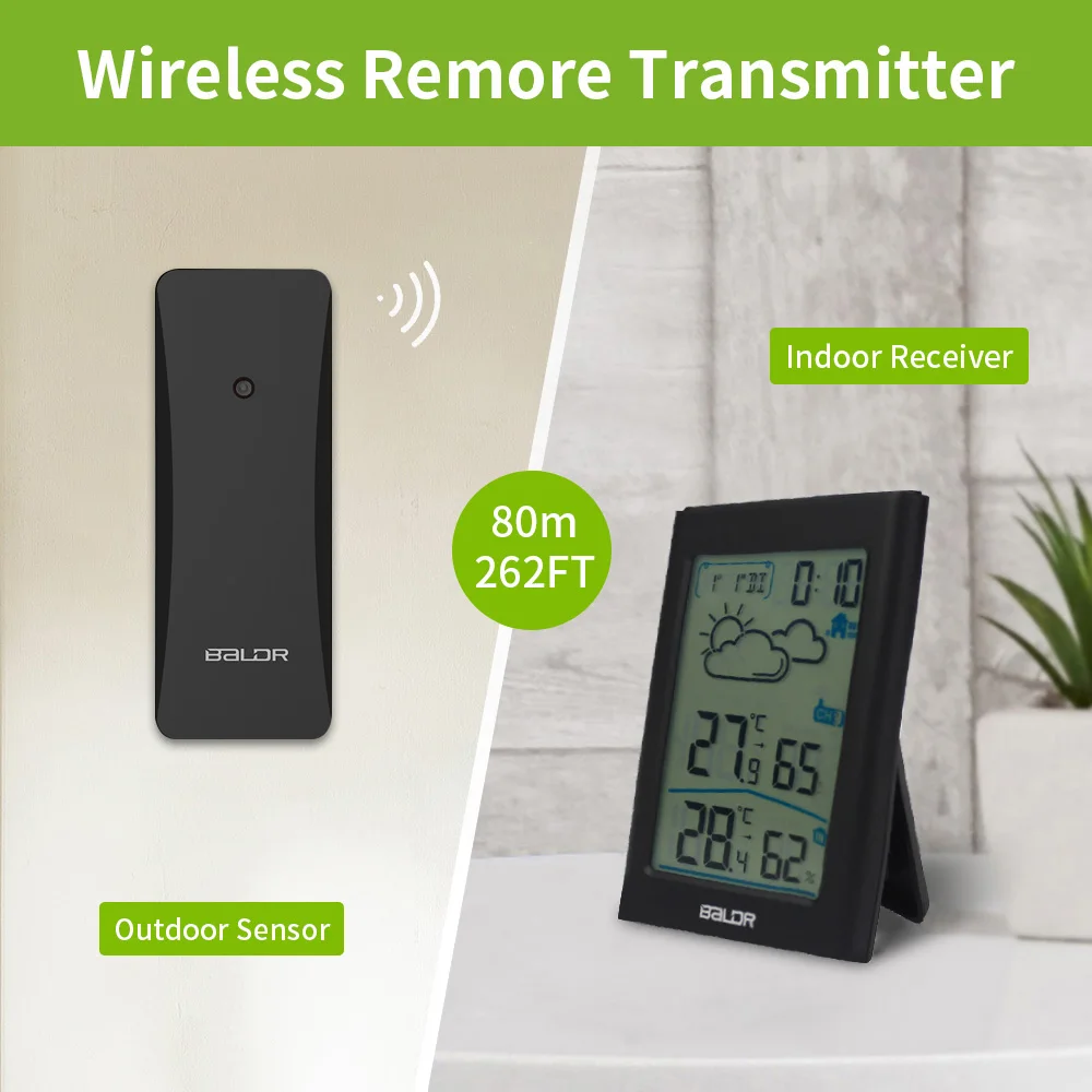 

Weather Station Transmitter Black Weather Station Outdoor Sensor Weather LCD Displaying Station Transmitter