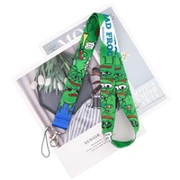 zf2950 1pcs sad frog green neck strap lanyards id badge card holder keychain phone gym strap webbing necklace gift
