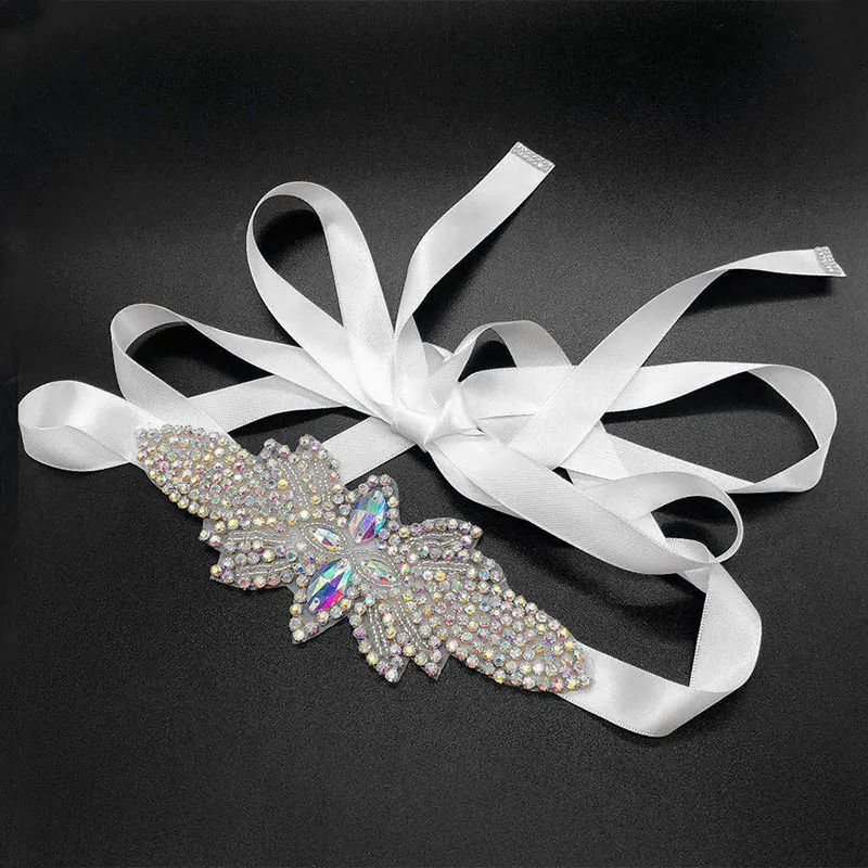 Золотистый свадебный пояс с бусинами стразы серебристый атласный вечернее