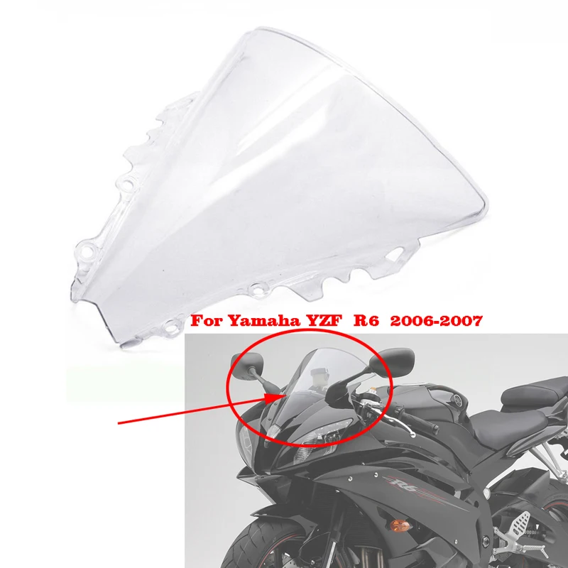 Ветровое стекло с двойными пузырьками для мотоциклов YAMAHA YZF 600 R6 06 07 прозрачное