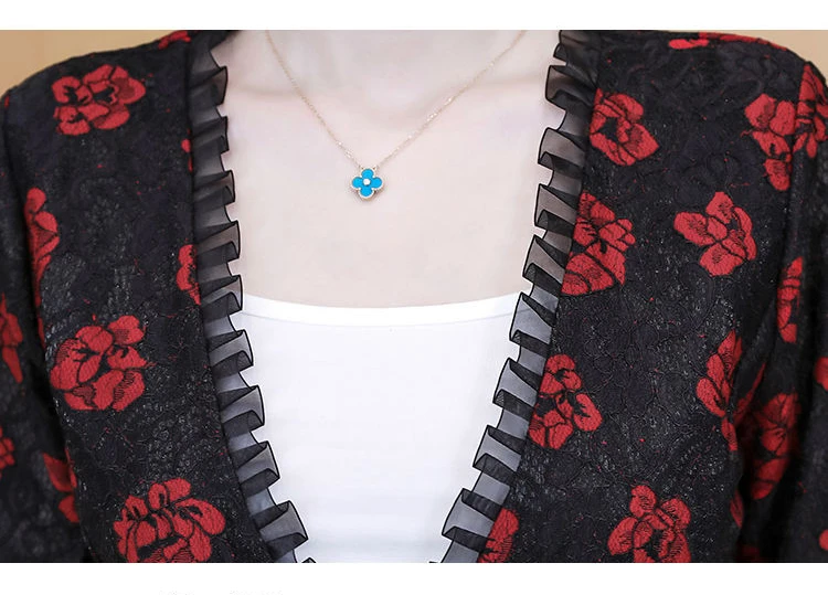 Женская куртка с длинным рукавом короткий кардиган принтом ажурная кружевная