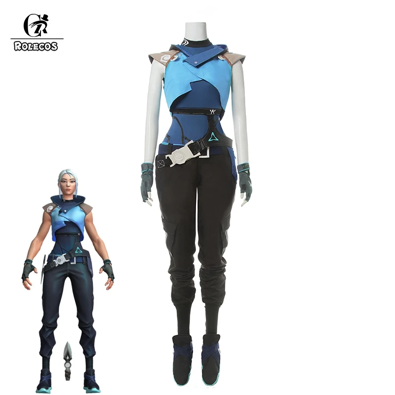 

ROLECOS Game Valorant Cosplay Costume Jett Cosplay Costume Sexy Bodysuit Women Costume Halloween Jumpsuits Pants Shoes Cover