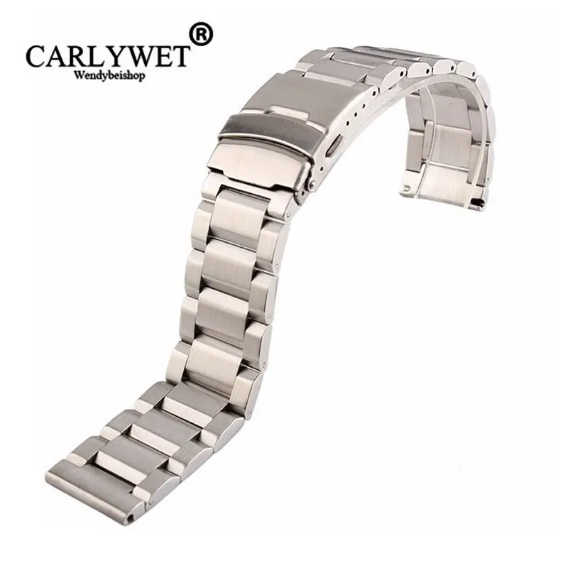 

Мужской серебристый браслет CARLYWET 18, 20, 22, 24 мм, из нержавеющей стали, ремешок для часов, ремешок для Seiko Tudor Tag Heuer
