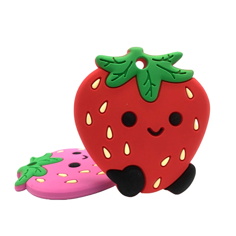 5Pc/10Pc Silicone Strawberry Baby Teethers DIY Pacifier Clip Chain BPA Free Food Grade Silicone Teether For Teeth Wholesale