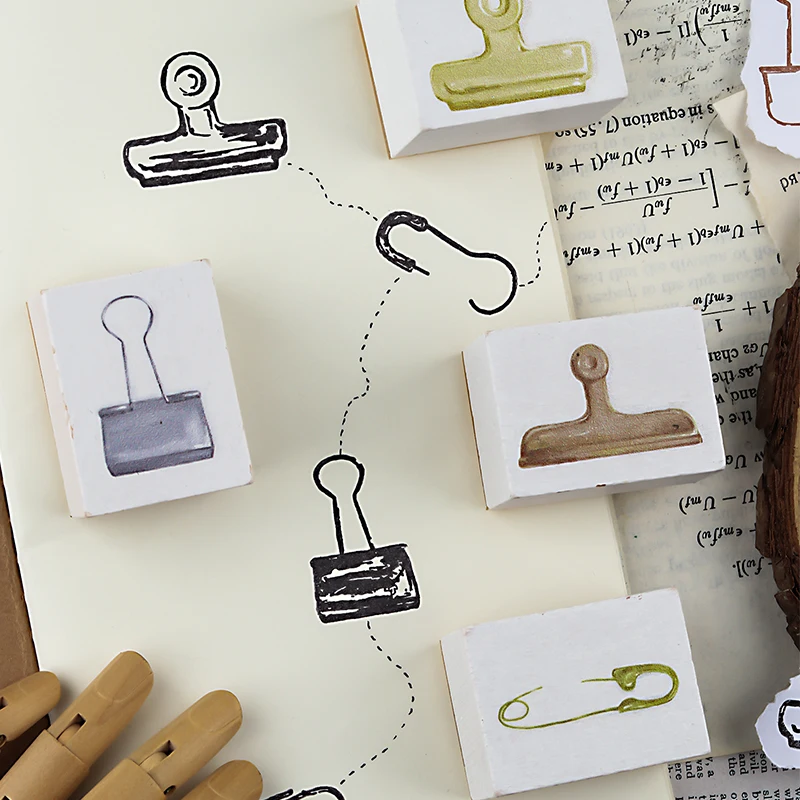 Винтаж зажим для бумаги украшения DIY Деревянные и резиновые штампы Скрапбукинг