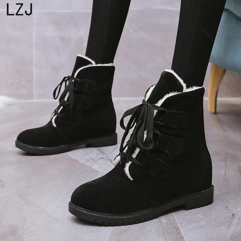 LZJ 2020 осень и зима женские высокие ботинки плюс бархатные теплые повседневные