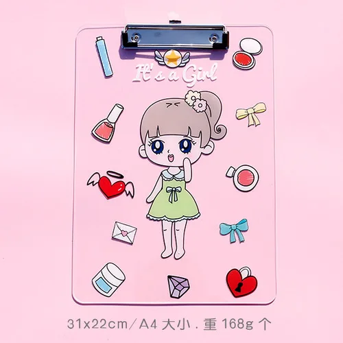 Green beauty girl ROWBOE симпатичные канцелярские принадлежности kawaii папка A4 доска папка офисные принадлежности коврик канцелярская акриловая письменная доска kawaii принадлежности - Цвет: Green beauty girl