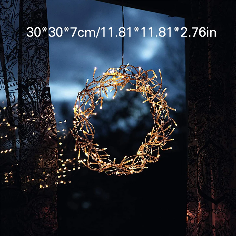

Металлический светодиодный светящийся венок на батарейках рождественские подвесные украшения праздник для домашвечерние JAN88