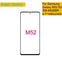 10pcslot for samsung galaxy m52 5g touch screen panel front outer glass lens sm m526br sm m526brds front lcd glass with oca