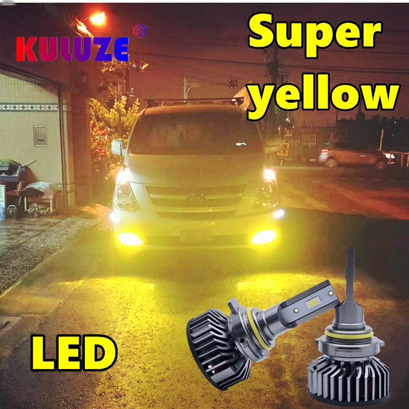 

KULUZE 2Pcs 12V H11 H8 9012 LED Fog Light Bulbs 24V Truck H7 HB3 HB4 880 881 3000K Golden Yellow H16(JP)