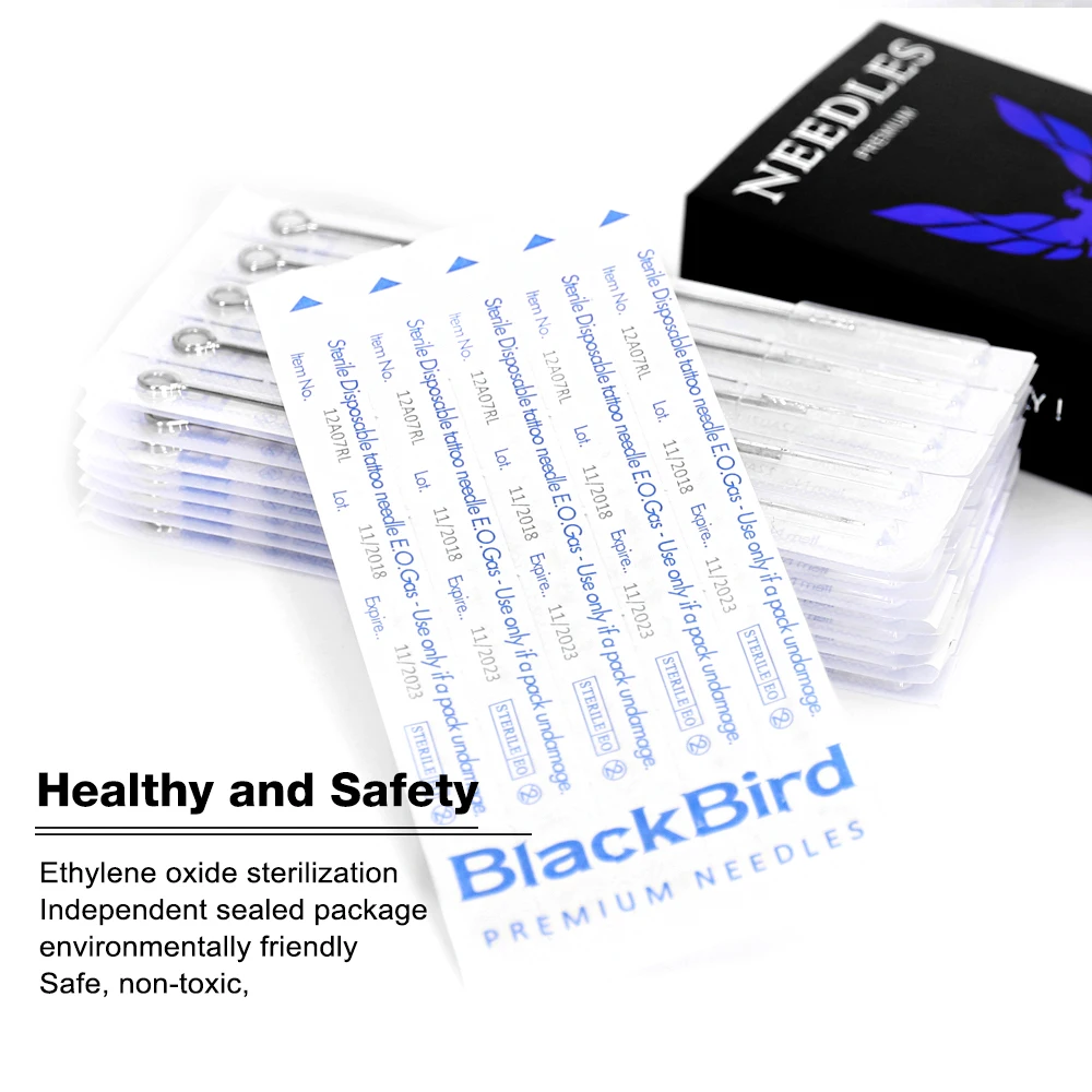 

50PCS Blackbird Disposable Tattoo Needles 0.35mm #12 1205/07/09/11/13/15/17/19M1 Tattooing Needles