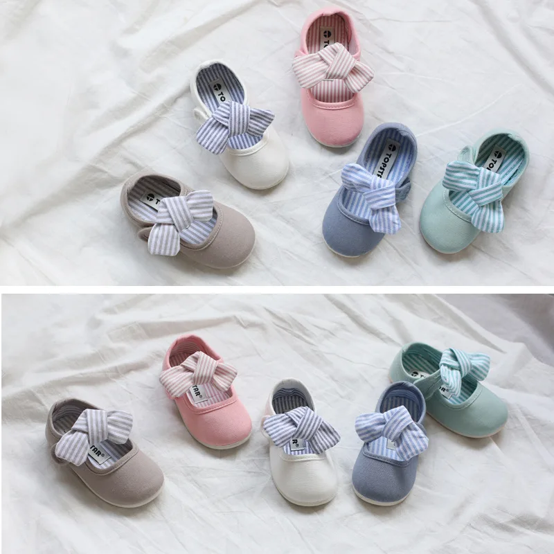 Girls Casual Shoes 2020 Spring New Korean Style Children Solid Color Kids Soft Bottom Bow Canvas Baby Boys Vintage | Детская одежда и