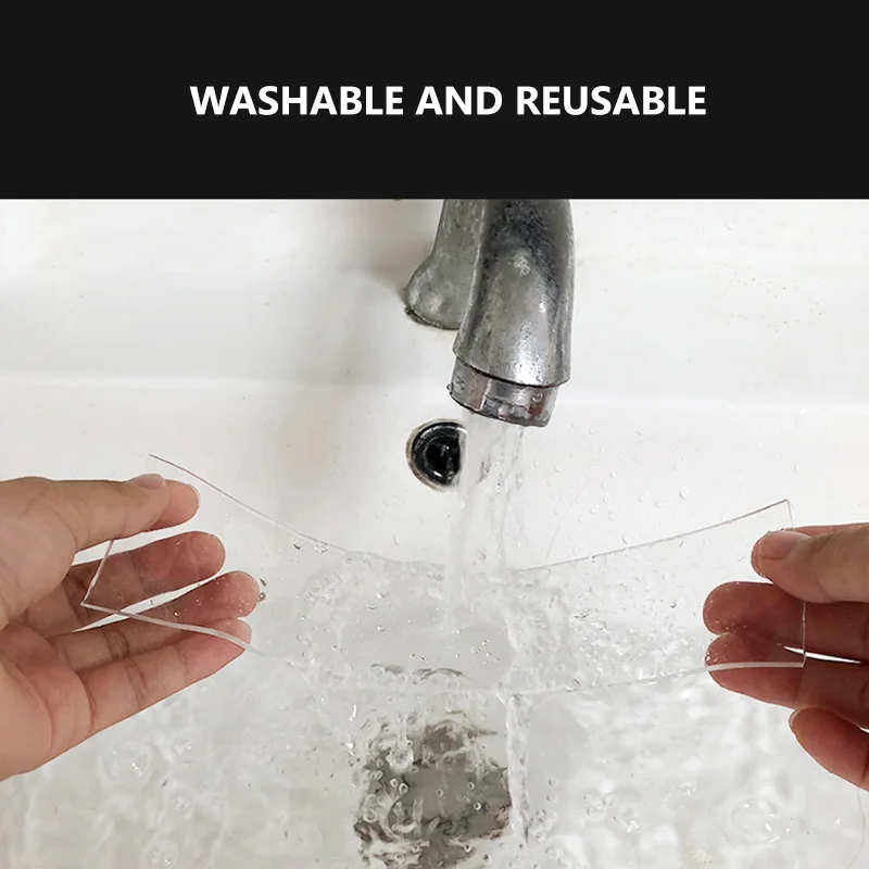 

Reusable New Multifunctional Double-Sided Adhesive Nano Traceless Washable Adhesive Removable Transparent Tape 3/5M