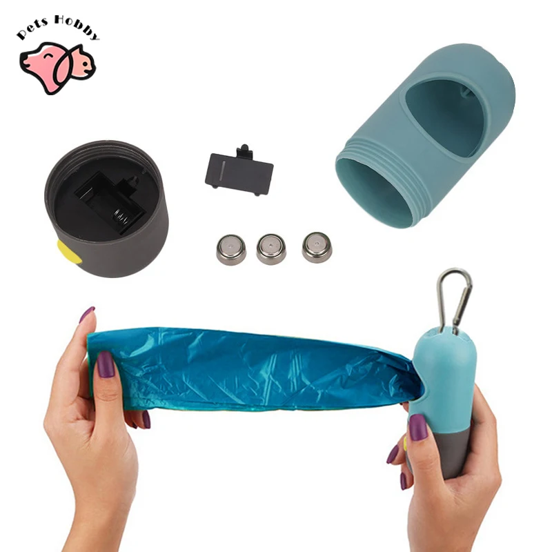 

Degradable Dog Poop Bag Dispenser Flashlight Outdoor Pet Waste Bag Portable LED Light Cat Dog Garbage Bag Case Cleaning Supplies