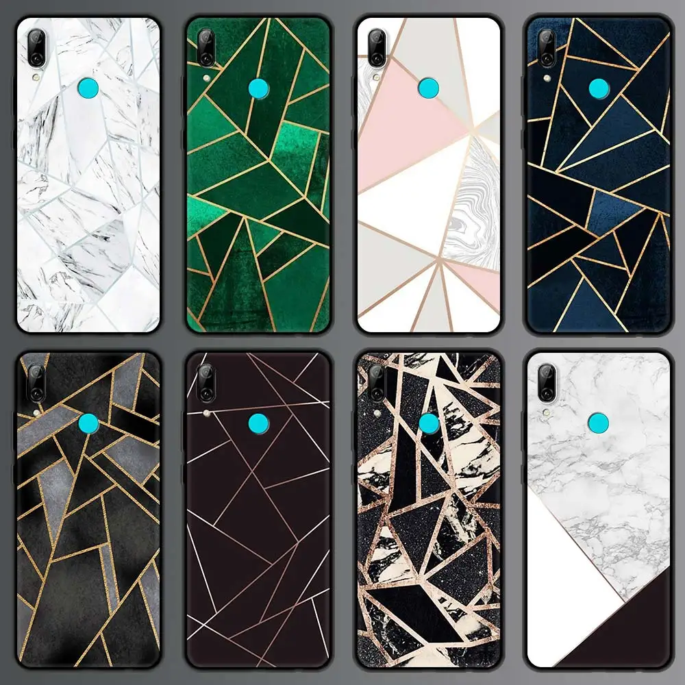 

Marble Stone Texture Geometric Phone Case For Huawei P30 Lite P smart Z 2019 2021 Silicon Cover For P40 Lite E P20 Pro P10 Shell