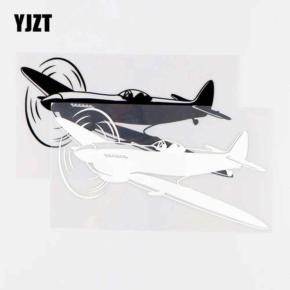 YJZT 16X9CM Personality Airplane Decor Vinyl Decal Spitfire Plane Car Sticker  Black / Silver 10A-0249