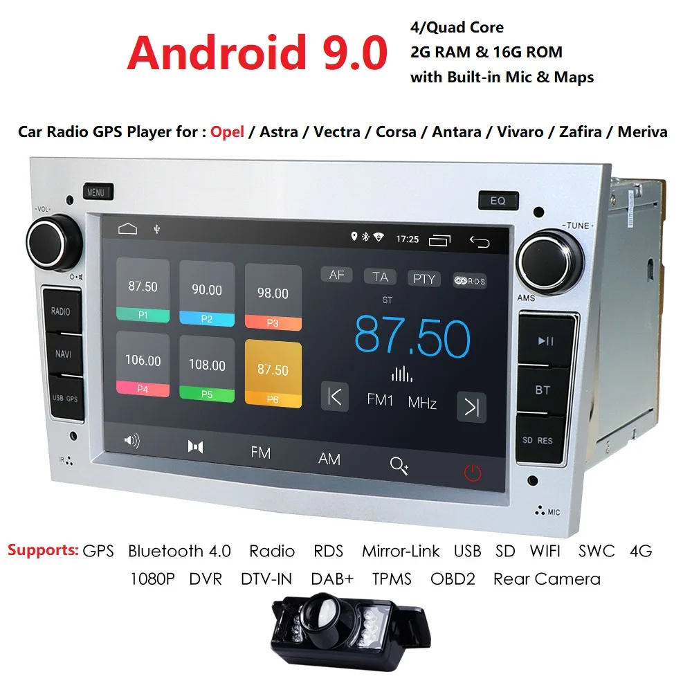 Hizpo android 9,0 автомобильный dvd для Opel Vauxhall Astra Meriva Vectra Antara Zafira Corsa Agila gps радио видео WIFI мультимедийный проигрыватель