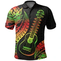 polynesian hawaii polo shirt ukulele 3d printed polo shirt men women short sleeve summer t shirt 01
