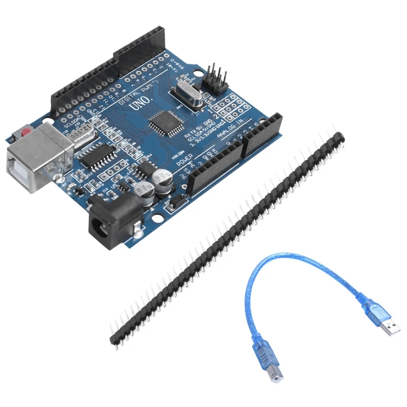 2 комплекта модуля для Arduino: 1 Набор UNO R3 ATmega328P CH340 USB плата DIY и комплект синий черный