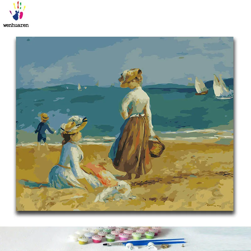 DIY окраска по номерам женщина на пляже картины с комплекты 40x50 защелка|Картины