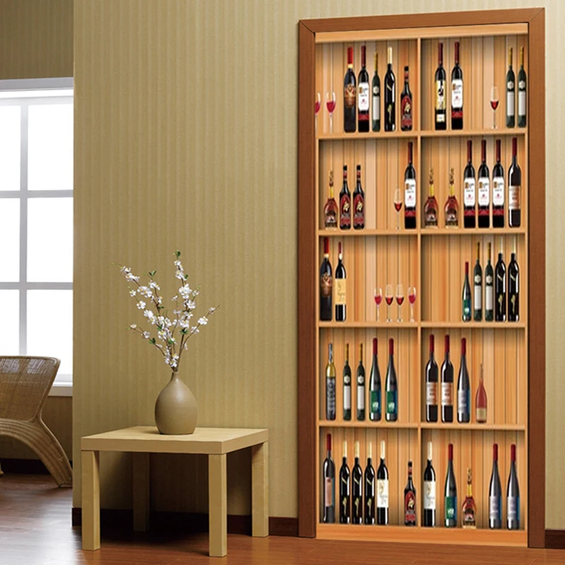 3D наклейка на дверь современные креативные обои для кабинета красного вина