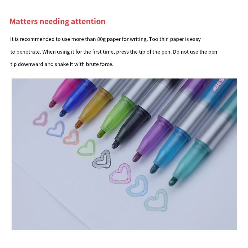 

8/12 color metal double line art outline pen stroke hollow three-dimensional flashing pen beginner drawing pen multi-color hand-