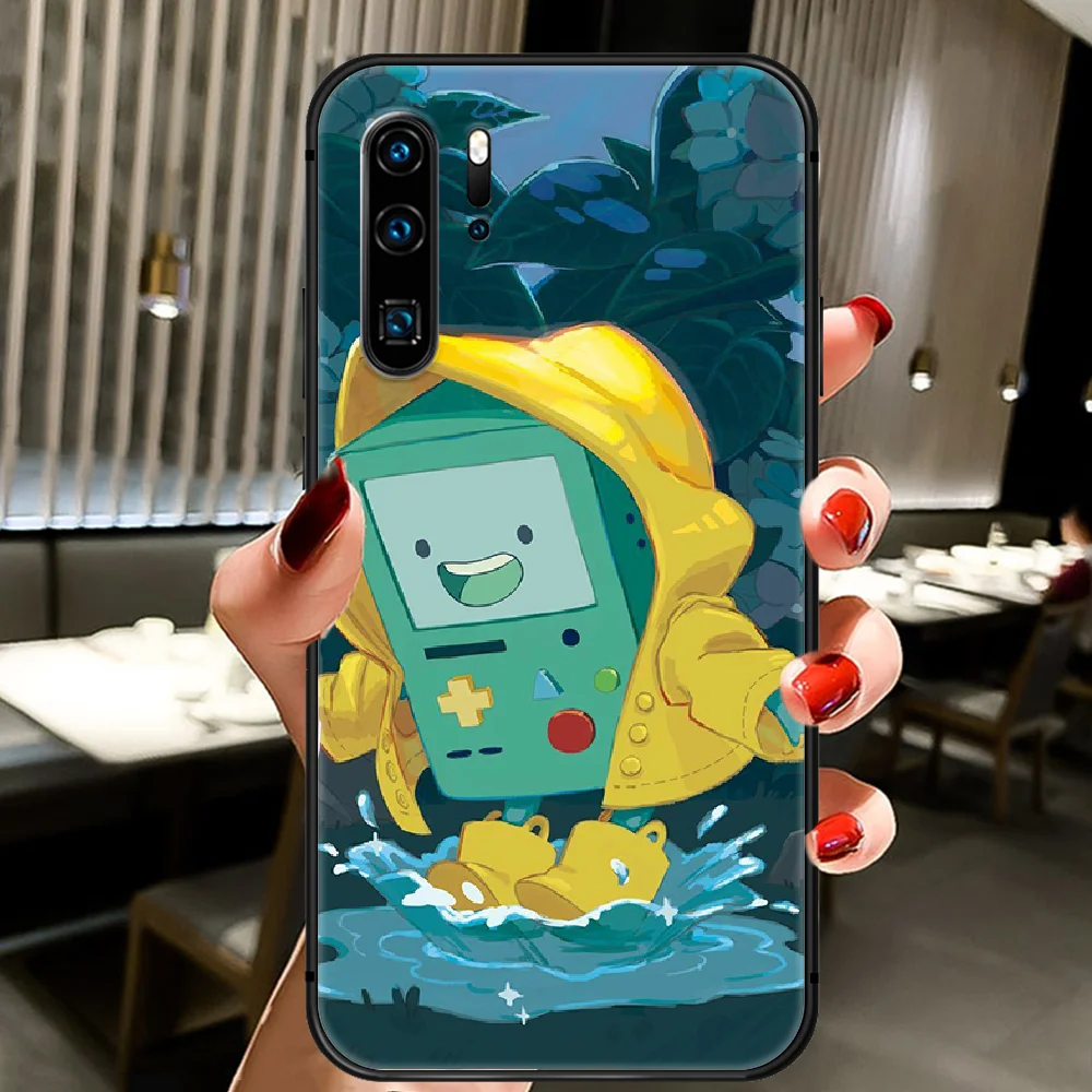 

Cartoon Adventure Time Phone Case Cover Hull For Huawei P8 P9 P10 P20 P30 P40 Lite Pro Plus Smart Z 2019 black Funda Silicone