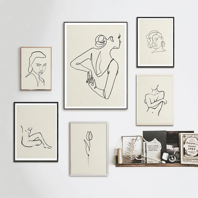 Абстрактный постер на холсте с изображением сексуальной женщины в скандинавском