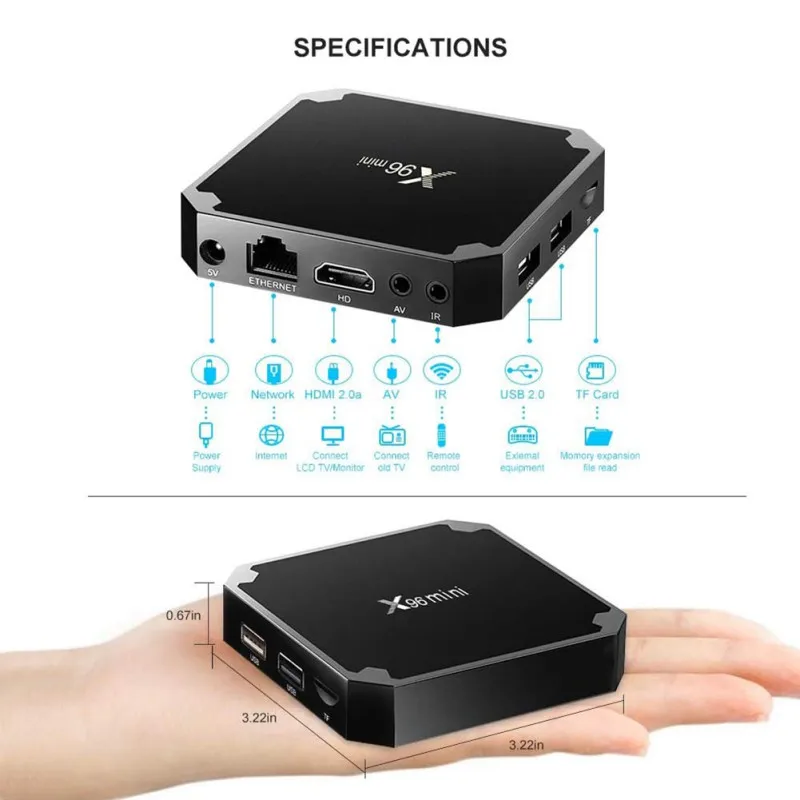 ТВ-приставка X96 mini 1 Гб + 8 ГБ/2 ГБ 16 KD 4K * 2K WIFI мультимедийный проигрыватель 2020 |