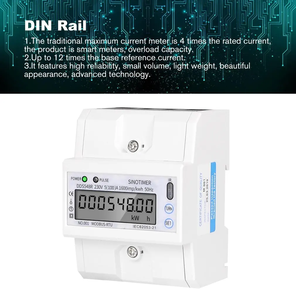Modbus RS485 5-100A 230 В измеритель мощности переменного тока однофазный din-рейка ЖК-цифровой дисплей электронный измеритель kwh Kilowatt час распродажа