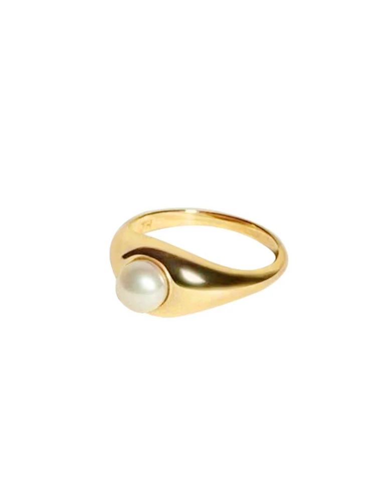 

UNNCO Special-Interest Design Bloggers Same Style Pearl Vintage Ring Minimalist Fashionable Ins Cold Style Little Finger