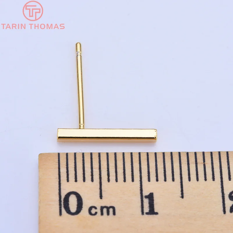 20 шт. 12x1 5 MM 24K Gold Цвет латунный стержень серьги гвоздики Высокое качество Diy