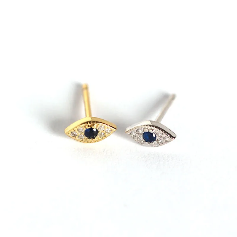 

Trendy Evil eye stud earrings for women,s925 silver jewelry Ear Bones piercing blue Zircon, party engagement jewelry Accessories
