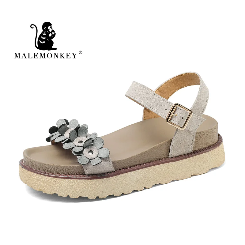 Женские сандалии на платформе с пряжкой милые повседневные женские толстой