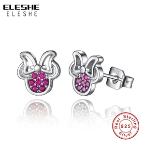 Женские серьги-гвоздики из серебра 925 пробы с фианитом