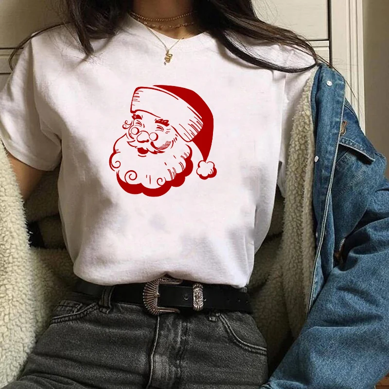 Женская модная Новогодняя одежда с принтом Merry Christmas женская футболка Kawaii футболка Camisas панк женские футболки