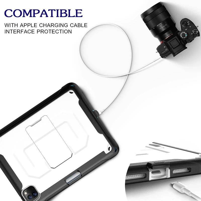 

For New 2021 IPad Pro 11 Inch Tablet PC Case TPU Shockproof Protective Back Cover with Pen Slot Tablet Stand Case