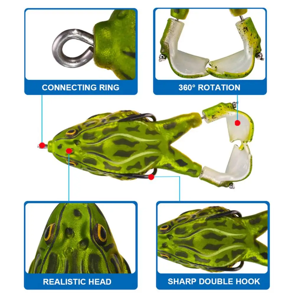 

New Fishing Lures 90mm Double Propellers Wobbler Soft Bait Reinforced Jigging Silicone Frog Crank Barb Hook Eco-Friendly Bait