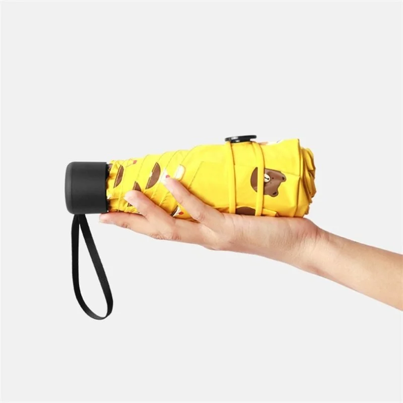 

6 Ribs Mini Umbrella Windproof Anti-UV Protection 5Folding Sunny and Rainy Umbrella Portable Travel Rain Women Umbrella Pocket