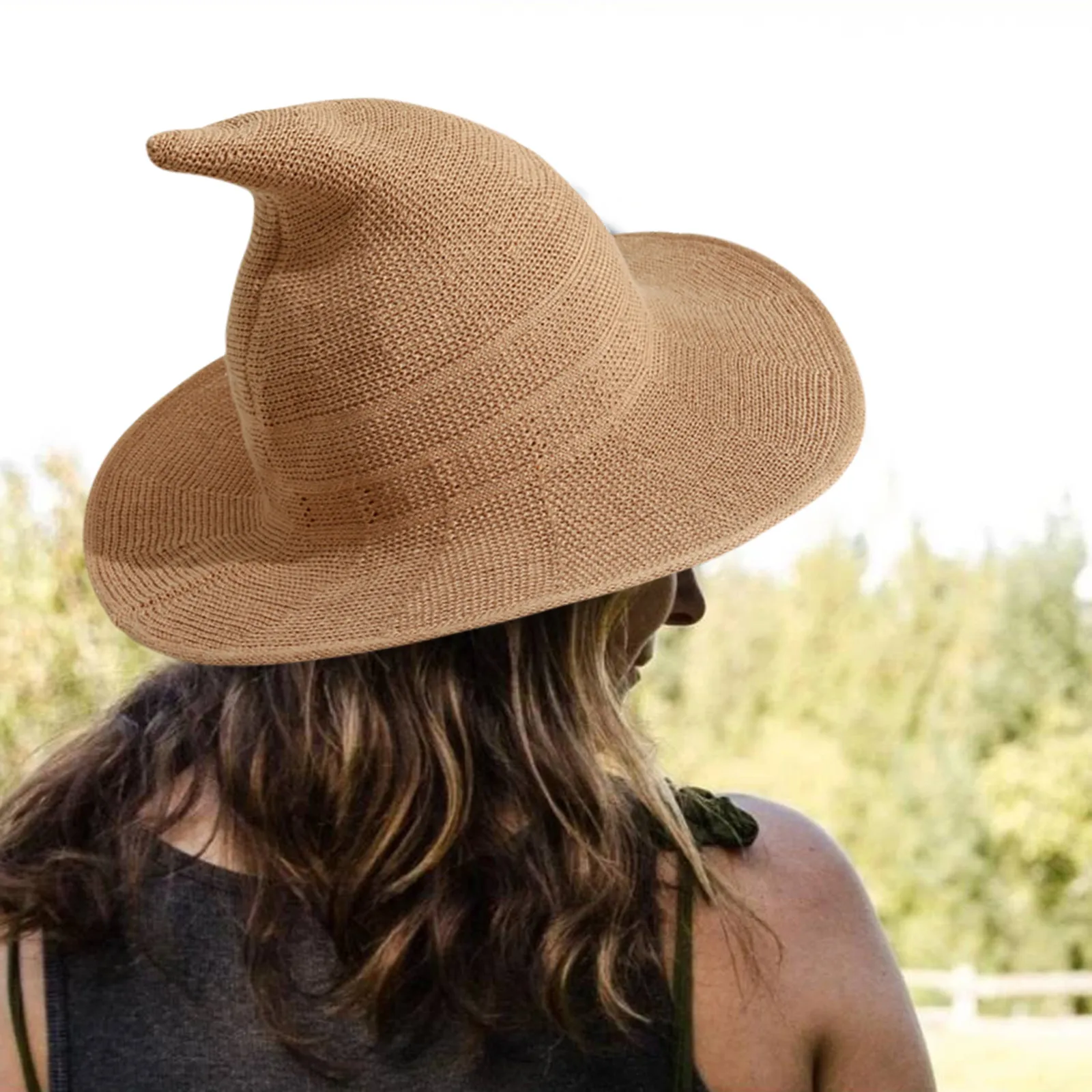 Женская кожаная шляпа ведьмы на Хэллоуин складной костюм вязаная крючком теплая