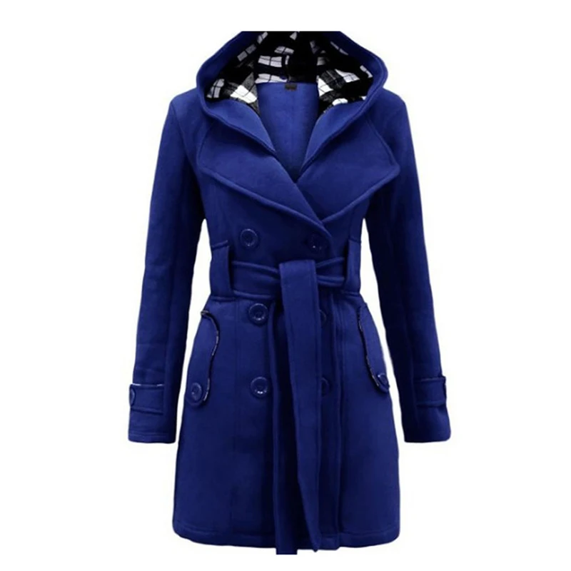 Fashion Woolen Coat Women Warm Fleece Jacket With Belts Double Breasted Solid Casual Jacket 2021 Winter Vintage Slim Ladies Coat