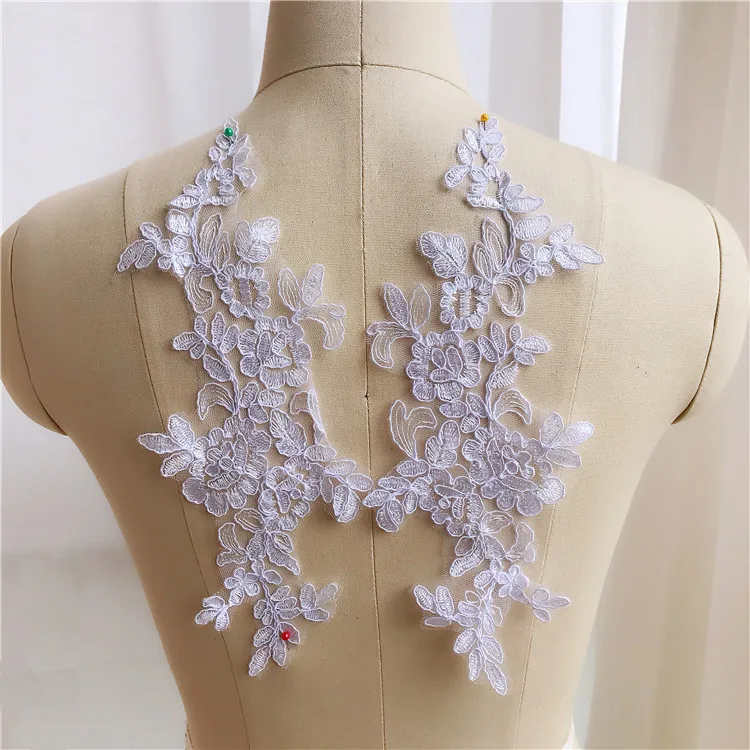 Белая костяная линия вышивка блестки патч красный детский синий цветок